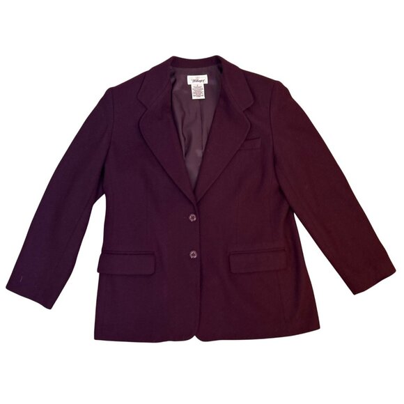 Worthington Women's Size 16 Burgundy Blazer 100% Wool Office Career - Picture 2 of 16